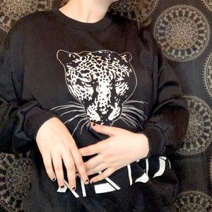 Vintage Krizia One-Size Only Black Leapard Sweatshirt